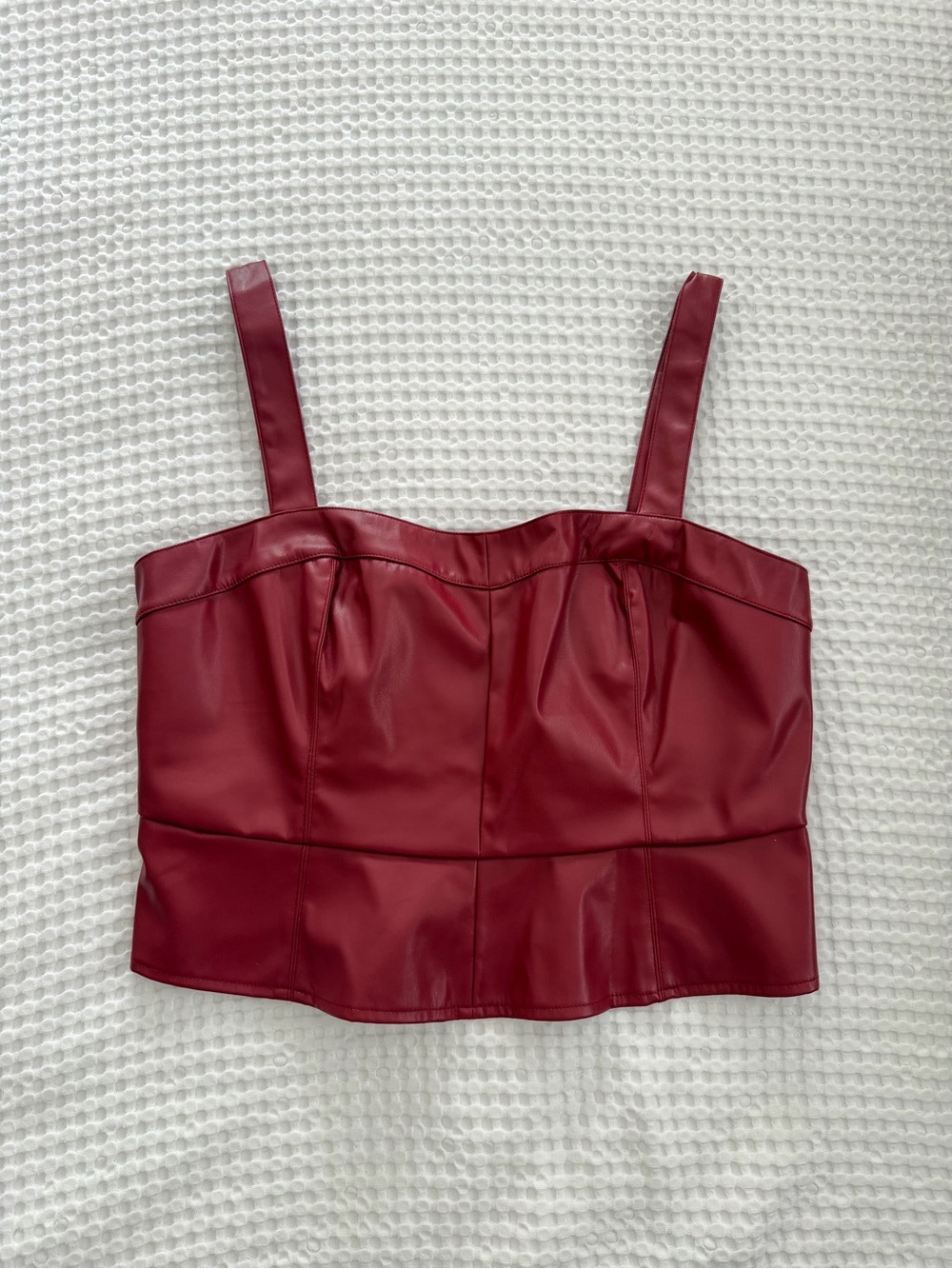 Lulu's Burgundy Faux Leather Peplum Top Size XL